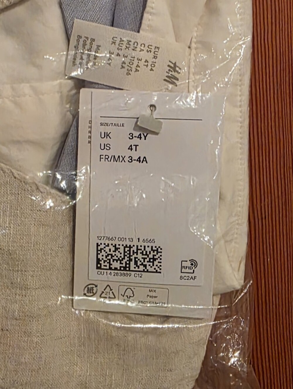 NWT H&M 4-Piece Linen-Blend Dressy Set Light Beige/White 4T - Picture 2 of 4